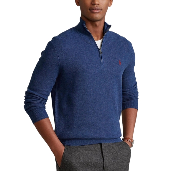 Polo Ralph Lauren Other - Polo Ralph Lauren Estate ribbed classic blue 1/4 zip sweater size Large
